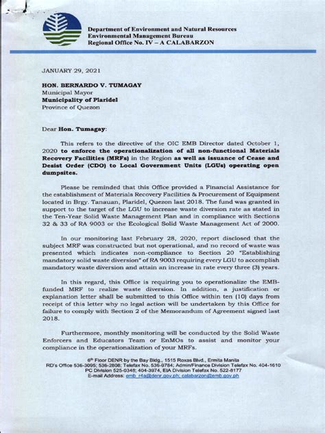 denr emb 4a|Directory of Officials .